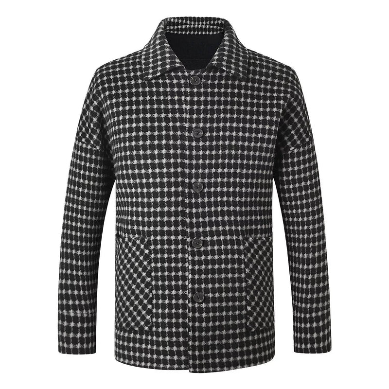 Black & White Check Wool Blend Overshirt
