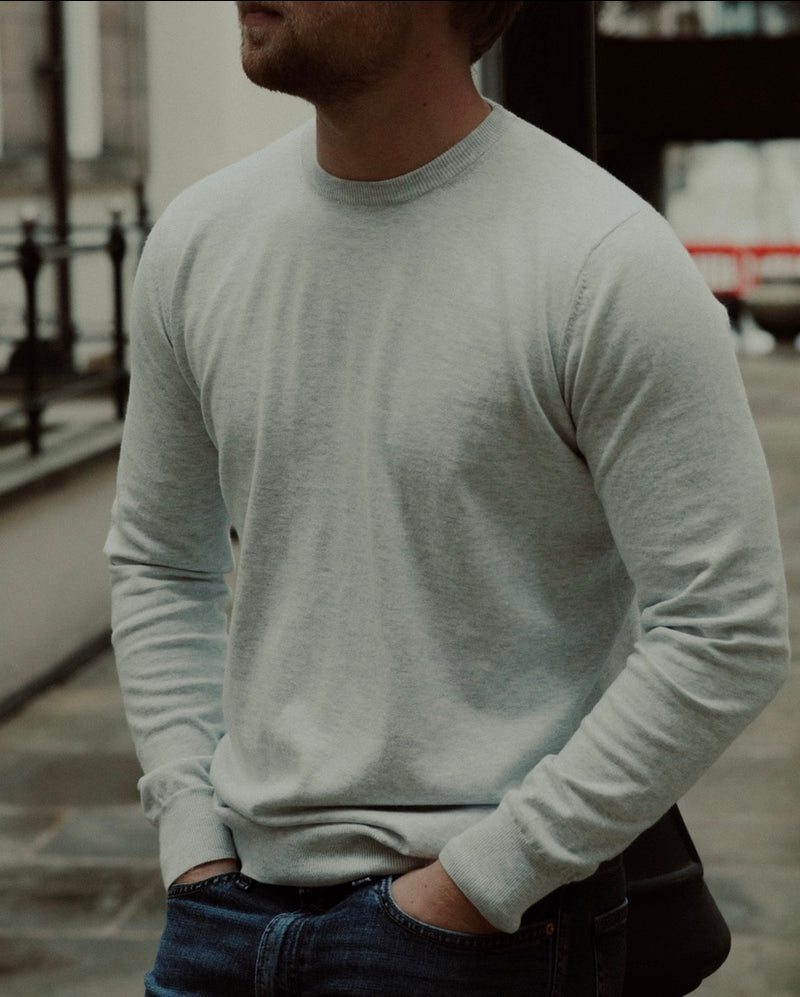Long Sleeve Cotton Cashmere Tee Grey