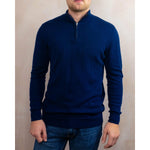 Navy 100% Merino Wool Zip Neck Sweater