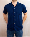 100% Merino wool Short Sleeve Button Down Shirt Navy