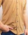 Merino Button Down Short Sleeve Shirt Hazelnut