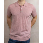Mother Of Pearl Buttoned Merino Wool Polo Shirt Mixed Red