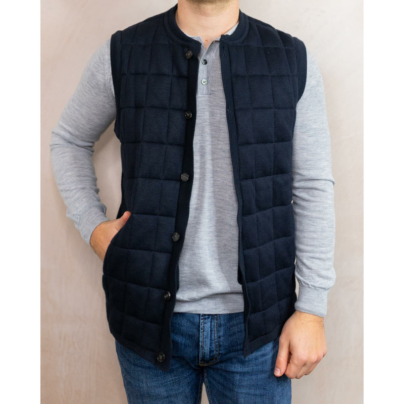 Padded Knitted Navy Gilet